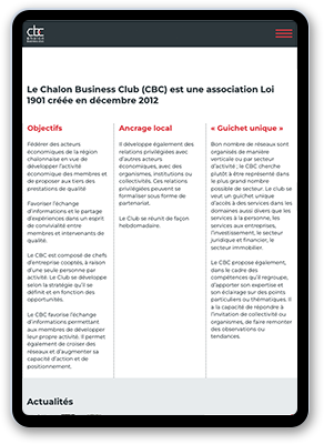 Chalon Business Club vu sur tablette